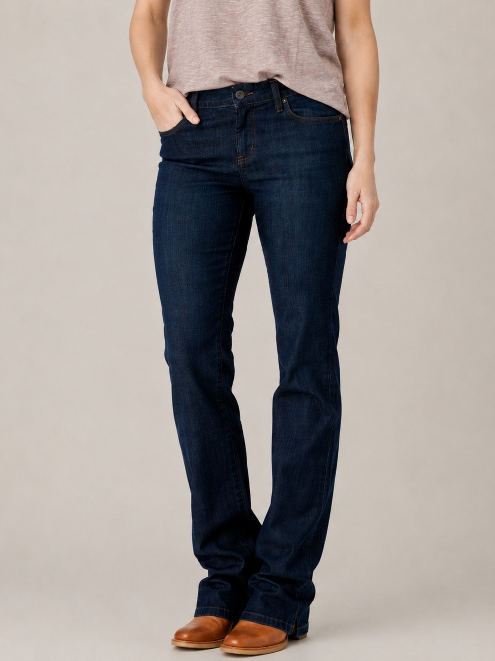 prAna Womens 4 Petite Bootcut Jeans Short 27 Dark Blue Indigo Wash Jada
